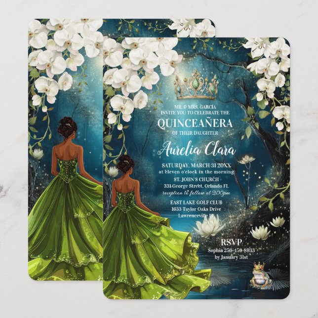 Princess and the Frog Starry Night Quinceanera 16 Invitation (Front/Back)