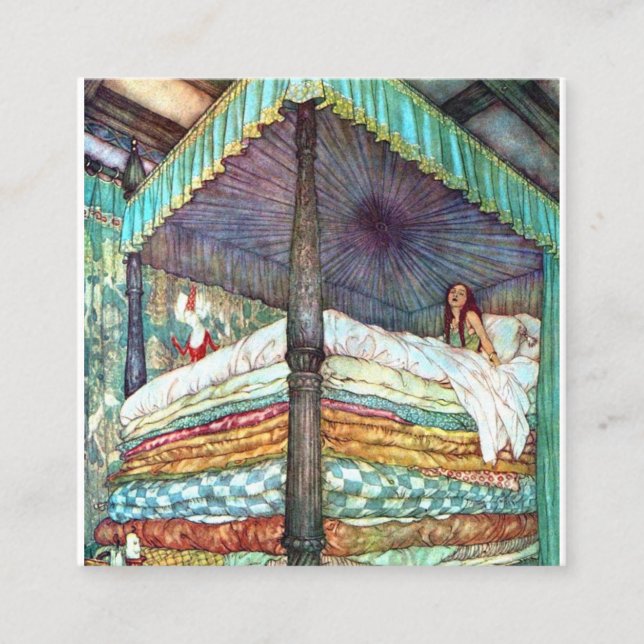 Princess And The Pea Print - Fairy Tale Hans Ander Square Business Card (Front)