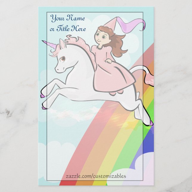 Princess and Unicorn Stationery (Front)