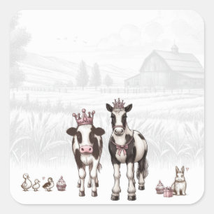 Princess Animals Birthday Party Square Sticker