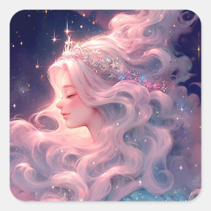 Princess Anime Girl Made Of Stars Square Sticker