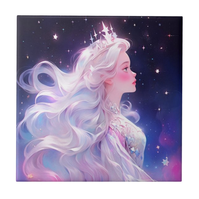 Princess Anime Girl Made Of Stars Tile (Front)