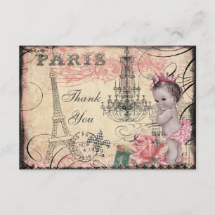 Princess Baby Eiffel Tower & Chandelier Thank You Card