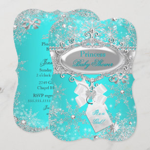 Princess Baby Shower Aqua Blue Winter Wonderland Invitation