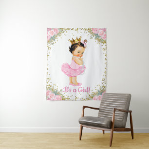 Princess Baby Shower Banner Backdrop Tapestry