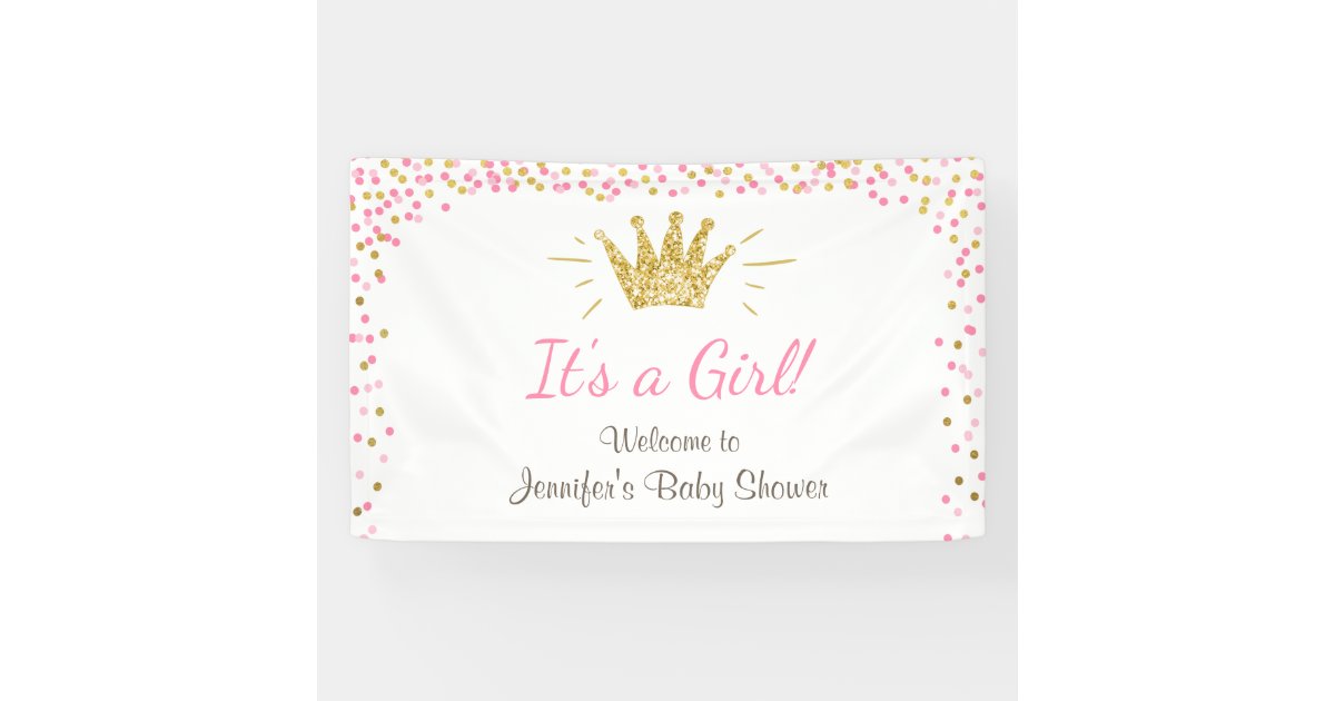 Princess Baby shower banner Royal Pink Gold Girl | Zazzle