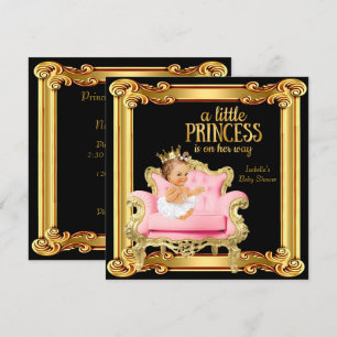 Princess Baby Shower Black Pink Gold Chair Invitation