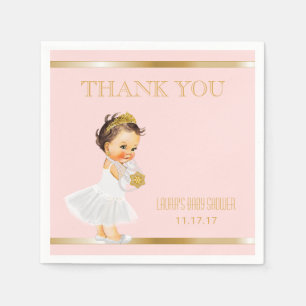 Princess Baby Shower Blush Pink Gold Thank You Napkin