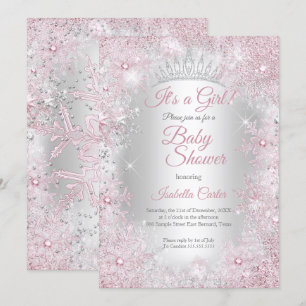 Princess Baby Shower Blush Pink Winter Wonderland Invitation