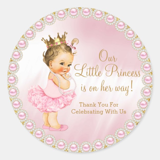 Princess Baby Shower Classic Round Sticker (Front)