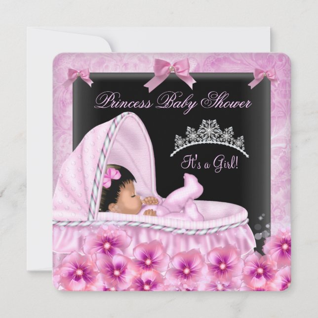 Princess Baby Shower Girl African American Invitation (Front)