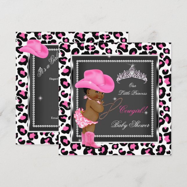Princess Baby Shower Girl Cowgirl Ethnic Invitation (Front/Back)