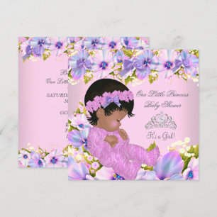 Princess Baby Shower Girl floral Pink Purple Invitation