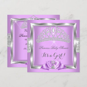 Princess Baby Shower Girl Lavender Silver Diamond Invitation