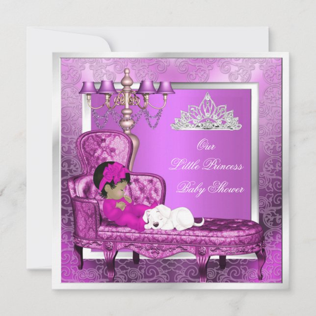 Princess Baby Shower Girl Pink Cute Baby Girl Invitation (Front)