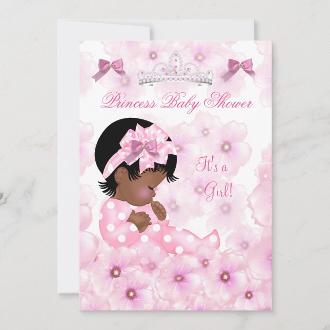 Princess Baby Shower Girl Pink Floral Ethnic Invitation (Front)