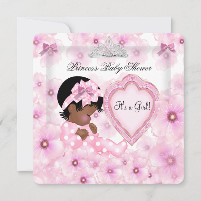 Princess Baby Shower Girl Pink Floral Heart Invitation (Front)