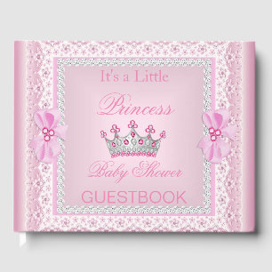 Princess Baby Shower Girl Pink Pearl Tiara Guest Book