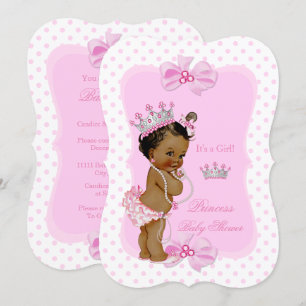 Princess Baby Shower Girl Pink Polka Dot Ethnic Invitation
