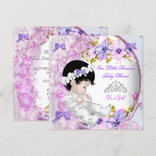 Princess Baby Shower Girl Pink Purple Floral 3 Invitation