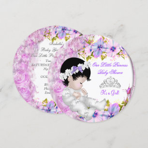 Princess Baby Shower Girl Pink Purple Floral 3a Invitation