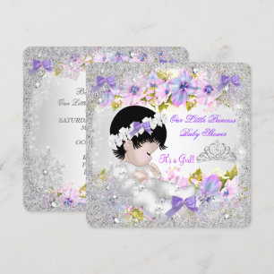 Princess Baby Shower Girl Pink Purple Snowflake Invitation