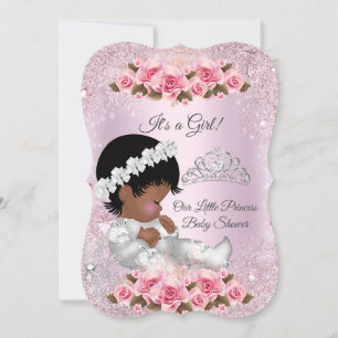 Princess Baby Shower Girl Pink Roses ethnic Invitation