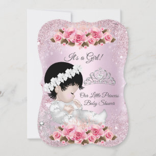 Princess Baby Shower Girl Pink Roses Invitation