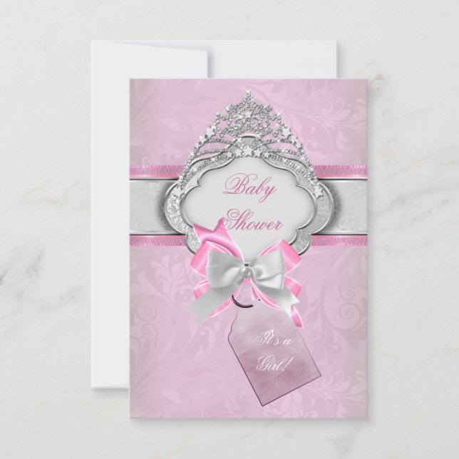 Princess Baby Shower Girl Pink Tiara Princess 2 Invitation (Front)