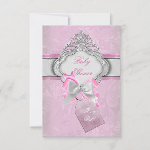 Princess Baby Shower Girl Pink Tiara Princess 2 Invitation