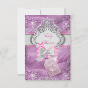 Princess Baby Shower Girl Pink Tiara Princess 3 Invitation