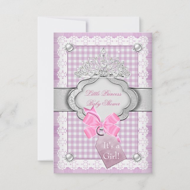 Princess Baby Shower Girl Pink Tiara Princess Invitation (Front)