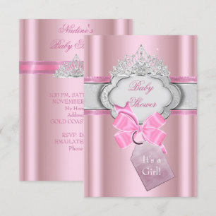 Princess Baby Shower Girl Pink Tiara Princess Invitation