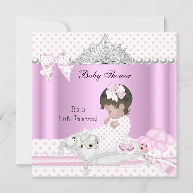 Princess Baby Shower Girl Puppy Tiara Invitation (Front)