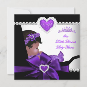 Princess Baby Shower Girl Purple African American Invitation