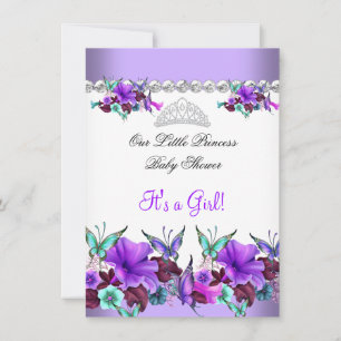 Princess Baby Shower Girl Purple Teal Blue 3a Invitation