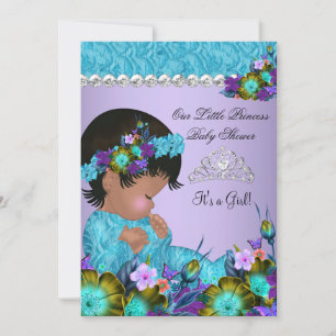 Princess Baby Shower Girl Teal Blue Purple 2 Invitation