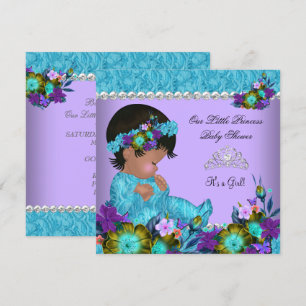 Princess Baby Shower Girl Teal Blue Purple Invitation