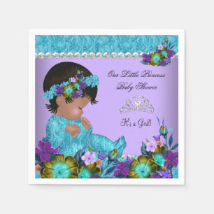 Princess Baby Shower Girl Teal Blue Purple Napkin