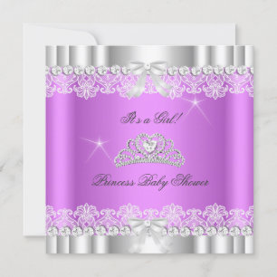 Princess Baby Shower Girl Tiara Lace Lavender Invitation