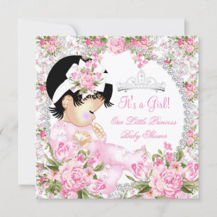 Princess Baby Shower Girl Vintage Rose Floral 2 Invitation