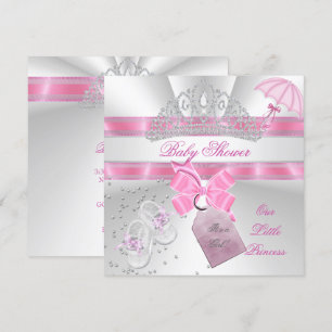 Princess Baby Shower Girl White Pink Tiara Magical Invitation
