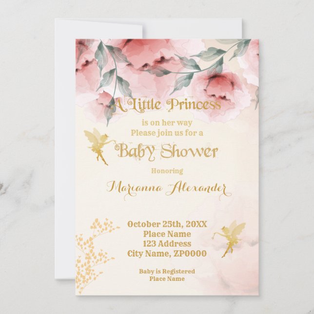 Princess Baby Shower Invitation (Front)
