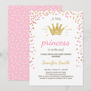 Princess Baby Shower Invitation Pink Gold Glitter