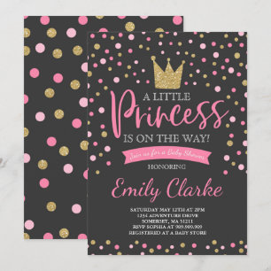 Princess Baby Shower Invitation Pink Gold Shower