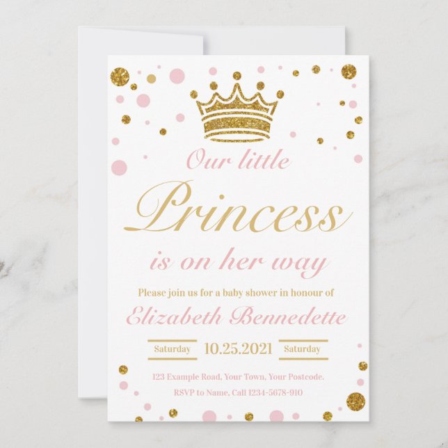 Princess Baby Shower Its A Girl Invitation (Front)
