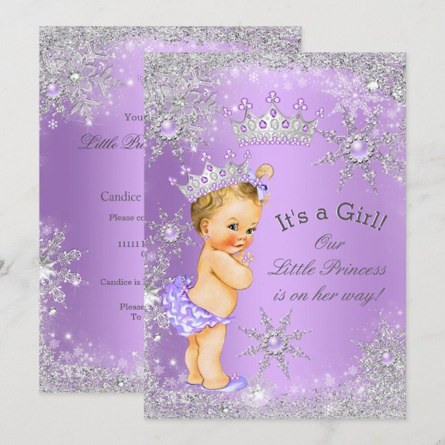 Princess Baby Shower Lavender Wonderland Blonde Invitation (Front/Back)