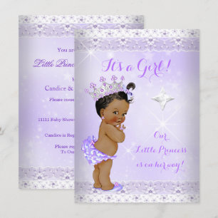 Princess Baby Shower Lilac Lace Tiara Ethnic Invitation
