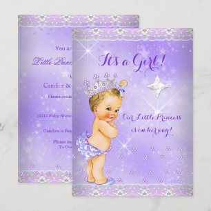 Princess Baby Shower Lilac Lavender Tiara Blonde Invitation