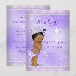 Princess Baby Shower Lilac Lavender Tiara Ethnic Invitation